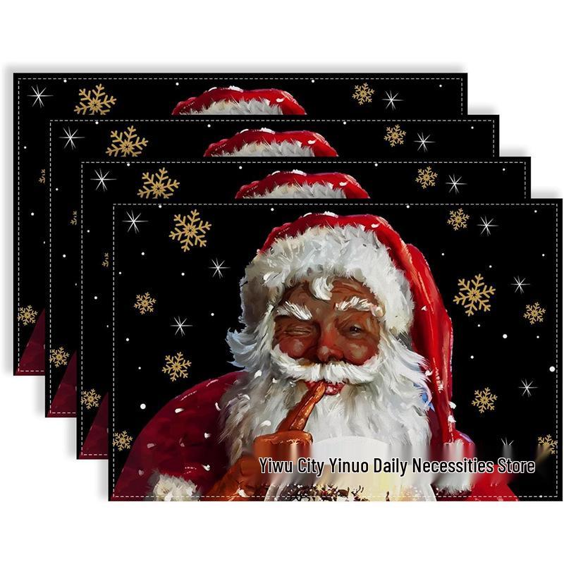 Christmas Snowman & Snowflake Plaid Insulated Placemat - Festive Table Decoration