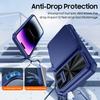 RFID Wallet Case with Card Holder and Sliding Camera Cover for iPhone 14 Pro-Blue
