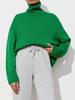 Autumn/Winter 2024 Solid Color High-Neck Casual Loose Knit Sweater