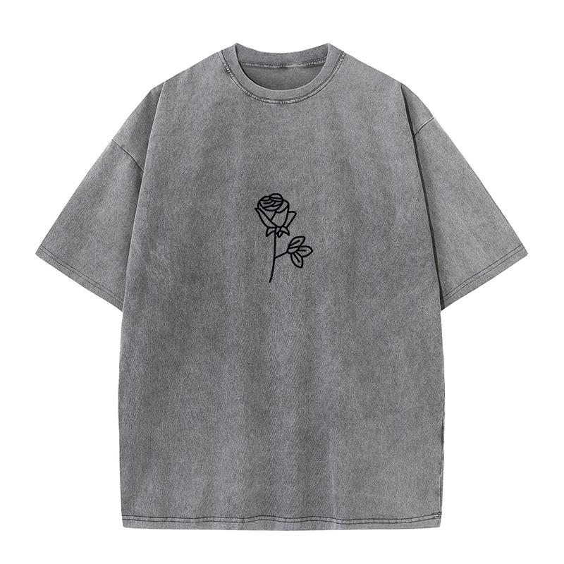 Cotton T-shirt Vintage Short-sleeved Rose Y2K American Retro T Shirt Men Women Summer T-shirts