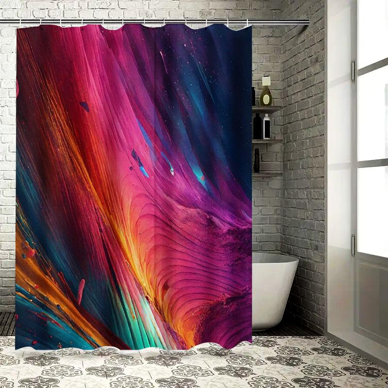 

3D Print Shower Curtain Green Hills Valley Landscape Design For Bathroom Decor Customizable Size (White Tub) W60H190(CM)-1 Pcs