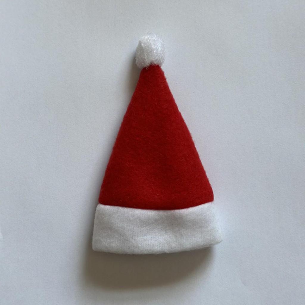 Mini Christmas Hat Wine Bottle and Cutlery Cover - Festive Brushed Cloth Decorations