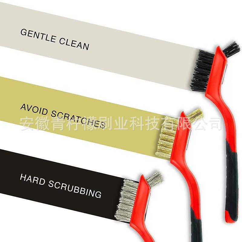 Stainless Steel Kitchen Brush Set - Three-Piece for Stove and Range Hood Cleaning