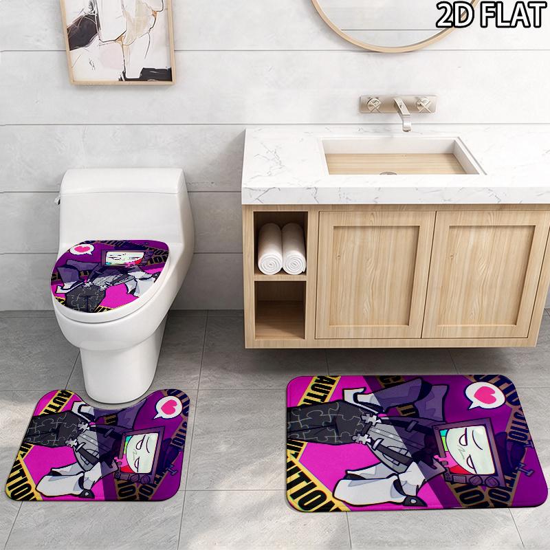 3Pcs Flannel Toilet Mat Set Mtdmr Puzzles Smg4 Bathroom Rug Bath Carpet Non Slip Home Decor