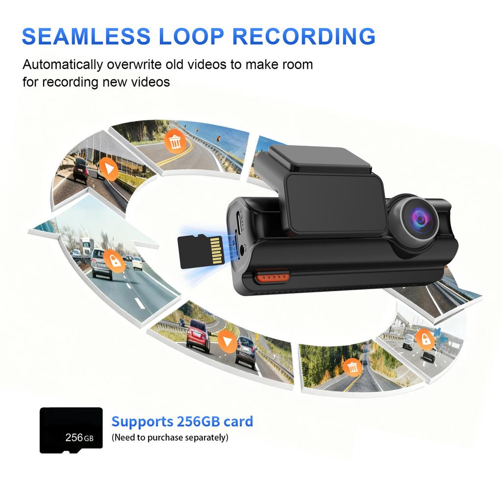 4K New Dash Cam, Dual Lens, WiFi, Car DVR, Front and Rear Recording, 4K+2.5K, Parking Monitor, G-Sensor, Loop Recording
