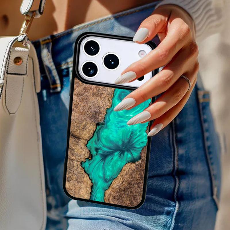 wood Resin Marble printing Phone Case For iPhone 17 Air 14 15 13 12 Max Cover For Apple 16e 11 Pro Max Plus Coque