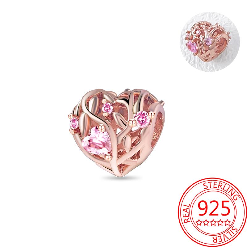 Koperen, echt roségouden, roze octopus, zomerschildpad, hartvormige hanger, geschikt voor originele armbanden, kettingen, armbanden voor meisjes