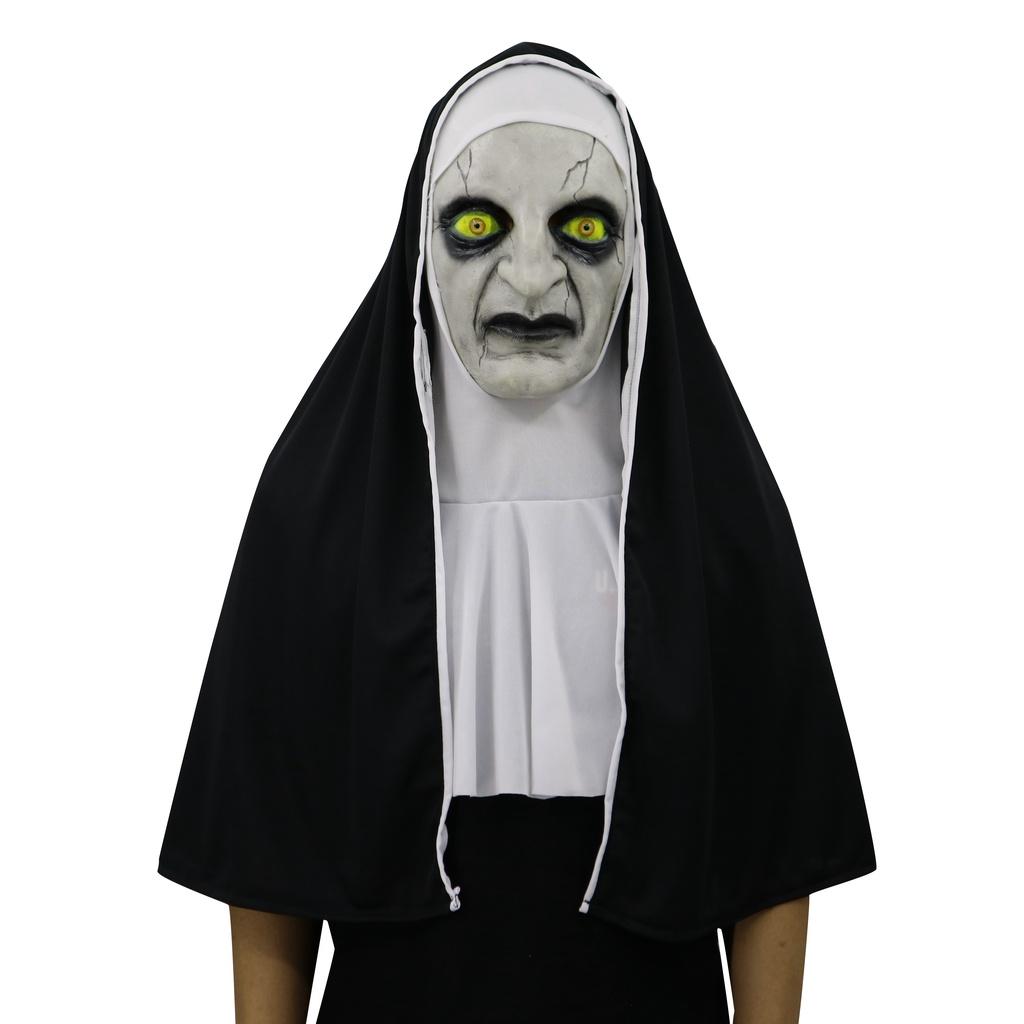 

The Nun Horror Mask Cosplay Valak Scary Latex Masks With Headscarf Face Full Close Mouth