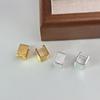Minimalist Brushed Metal Square Ear Cuffs - Light Luxury Design