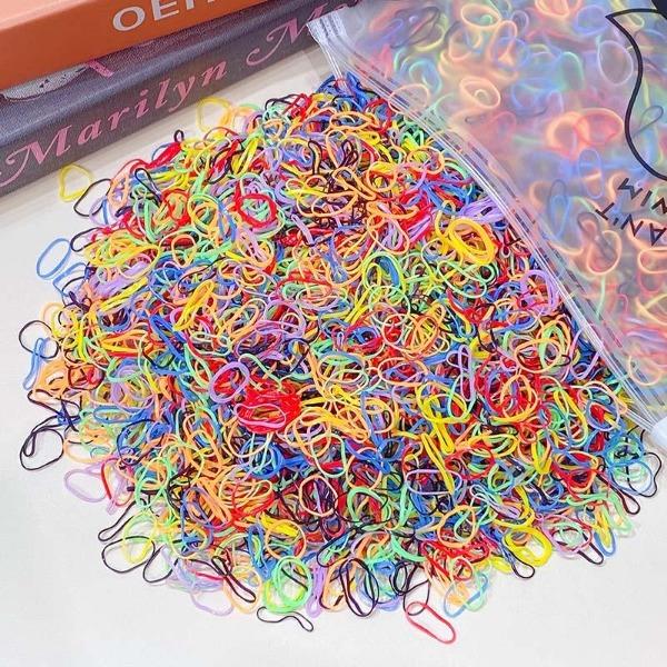 1000 teile/paket Mädchen Bunte Kleine Einweg Gummibänder Gummi Für Pferdeschwanz Halten Scrunchie Haarbänder Mode Haar Zubehör