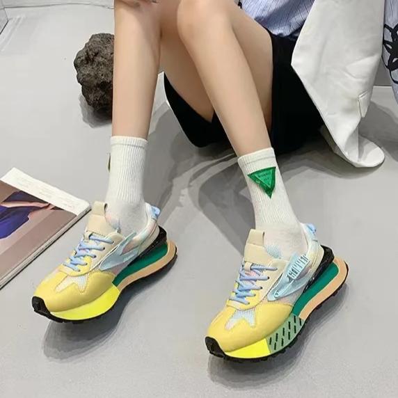 New Color Matching Sneakers Women Shoes Casual Shoes Lace-up Woman Flat with Ladies Shoes Women Sneakers