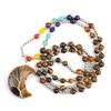 New Gold Plated Copper Wire-wrapped Moon Natural Stone Lucky Tree Necklace Colorful Bead Sweater Chain N563
