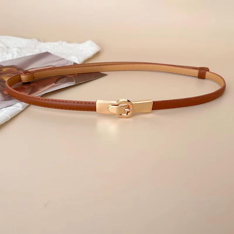 

Vintage Gold Metal Pin Buckle Belt for Women PU Leather Wild Thin Adjustable Waistbands Dress Coat Decorative Strap Girdle верблюд