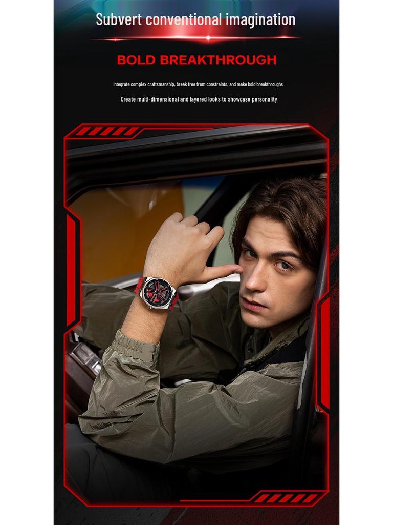 SANDA 1162 Men's Trendy Waterproof Rotating Wheel Quartz Watch