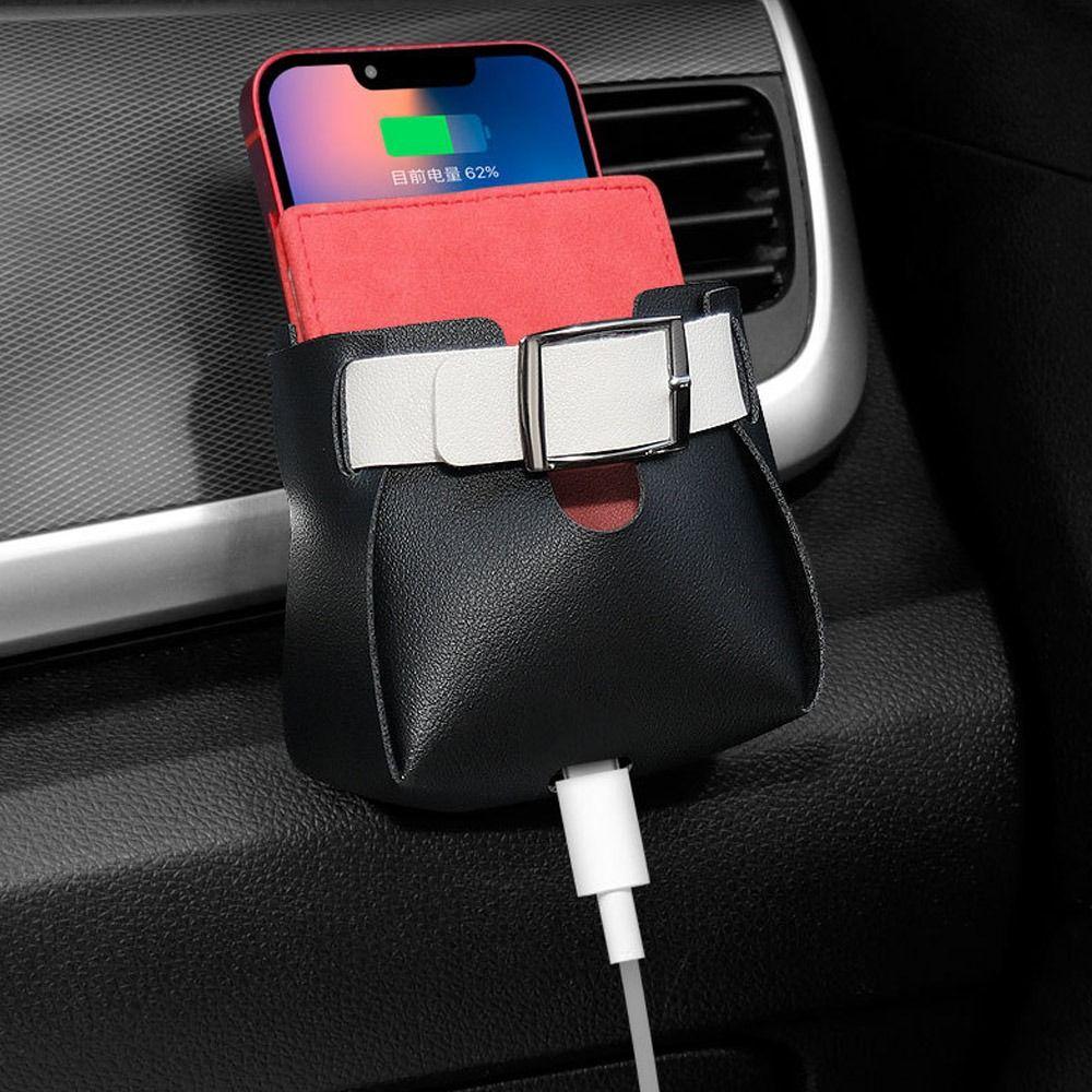 Car Accessories Car Storage Bucket Leather Hanging Leather Organizer Box Glasses Phone Holder  Car