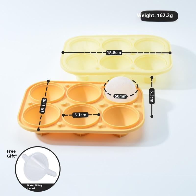 6-Hole Silicone Ice Ball Maker Large Big Round Sphere Ice Shape Cube Mold Tray For Freezer Whiskey Cocktail Bar Tools