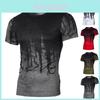 T-shirt da uomo alla moda, vestibilità slim, maglietta casual, top per un comodo abbigliamento da bodybuilding