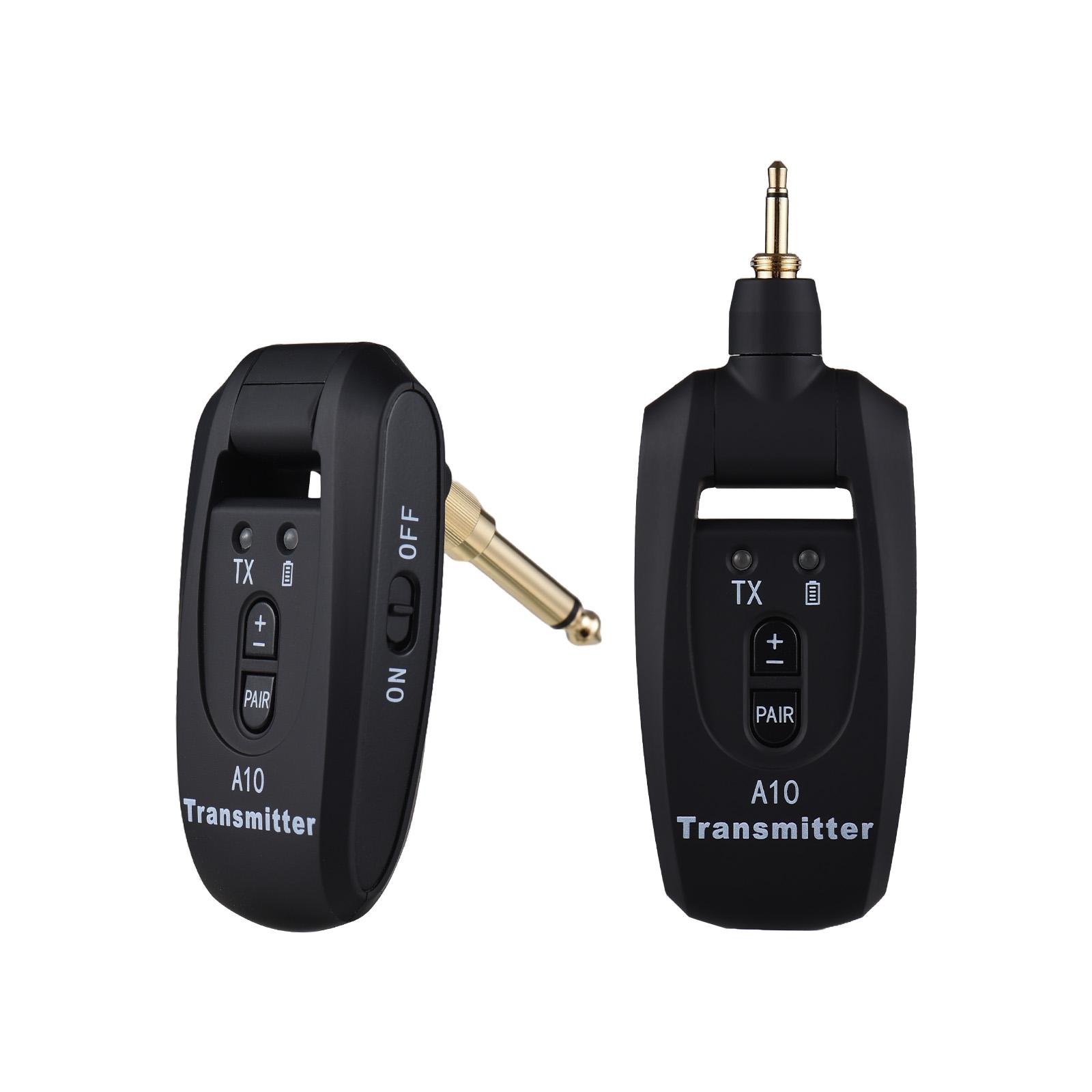 

Беспроводная гитарная система A10, передача в реальном времени 2,4 ГГц, сверхнизкая задержка, поворотный штекер на 280 градусов с 2 адаптерами 6,35 мм чёрный