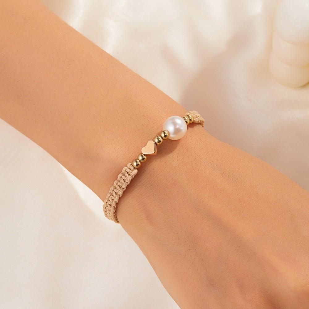 Hand Rope Star-Shaped Bracelet Pearl Bead Casual Bracelet Simple Woven Bracelet  Gifts