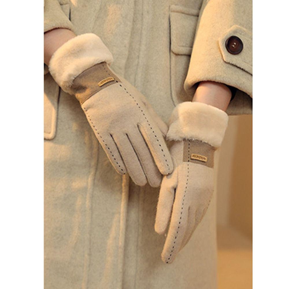 Thicken Touchscreen Gloves Soft Women's Plush Gloves Cashmere Elastic Mittens Outdoor Cycling
