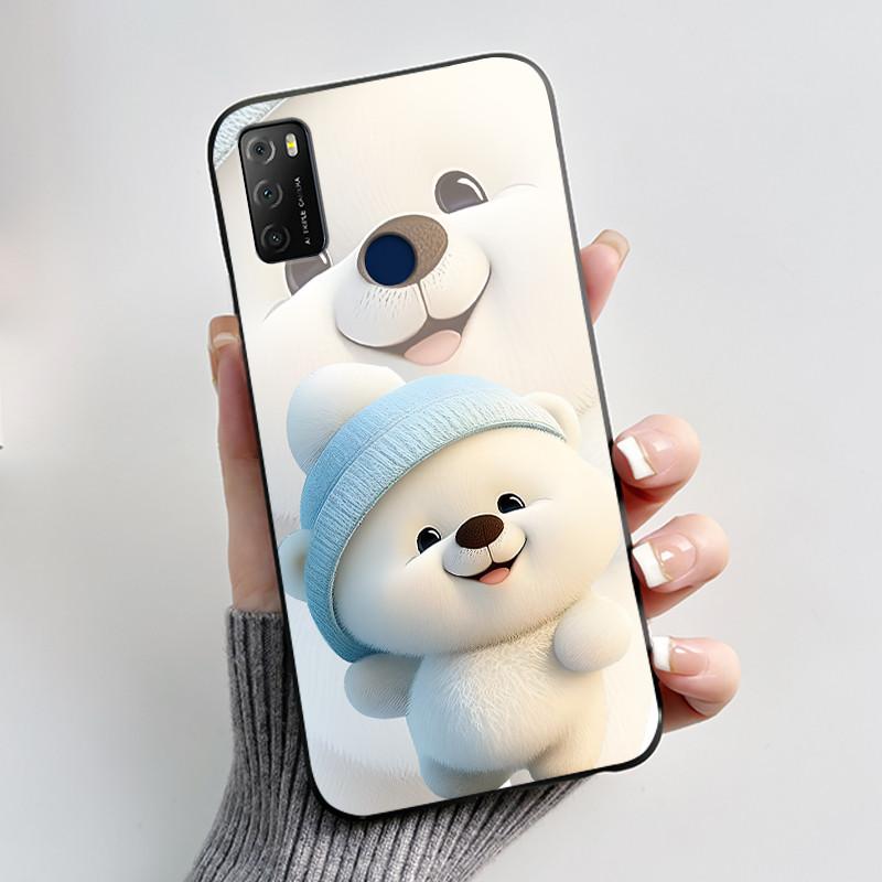 Casing For TCL 20E (6125F)/TCL 20Y (6156D) Green Cartoon Rabbit Pattern Shockproof Cover 2026 Cartoon Design Soft Black Case