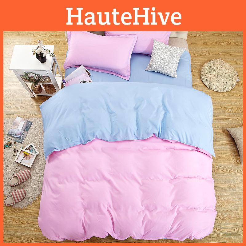 Luxuriöse einfarbige Bettdeckenbezug Steppdecke Twin Queen King Size Uni Bettwäsche-Set