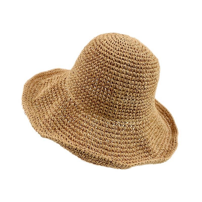 Women's handmade Japanese-style woven straw hat, casual beach hat, sun protection sun hat, fisherman hat, bucket hat, extra large