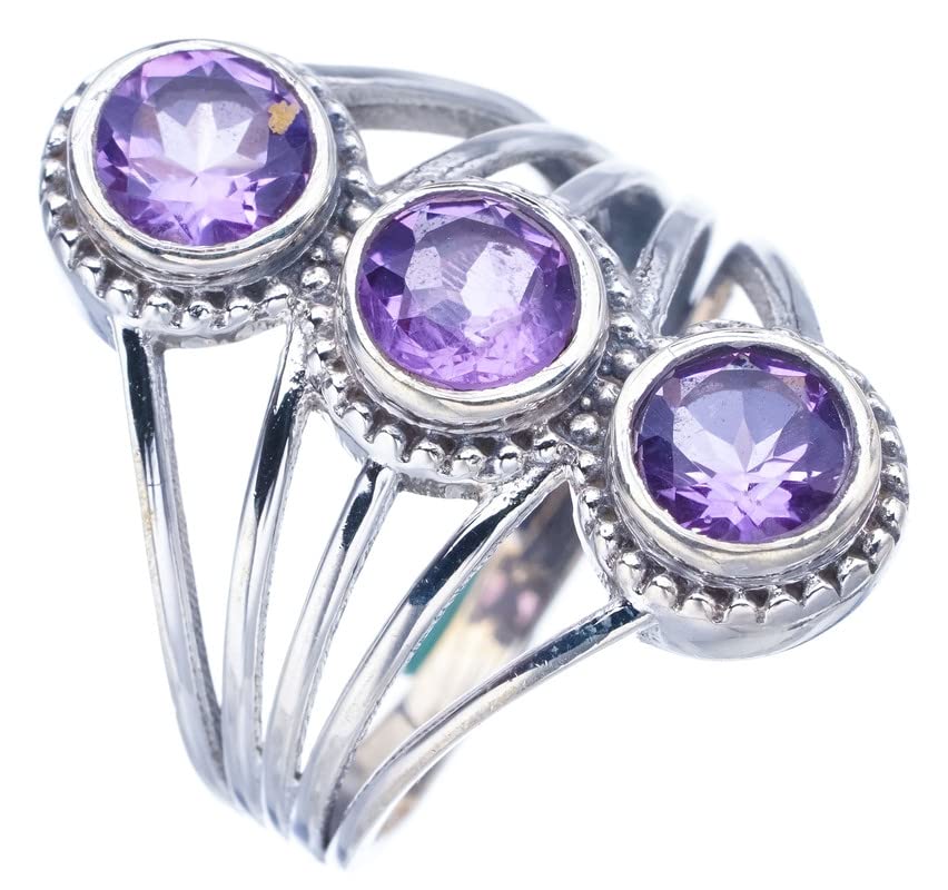 

StarGems® Natural Amethyst Handmade 925 Sterling Silver Ring 8.75 F3035