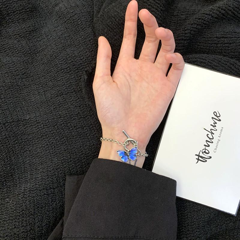 Женский браслет из нержавеющей стали, с подвеской - бабочка