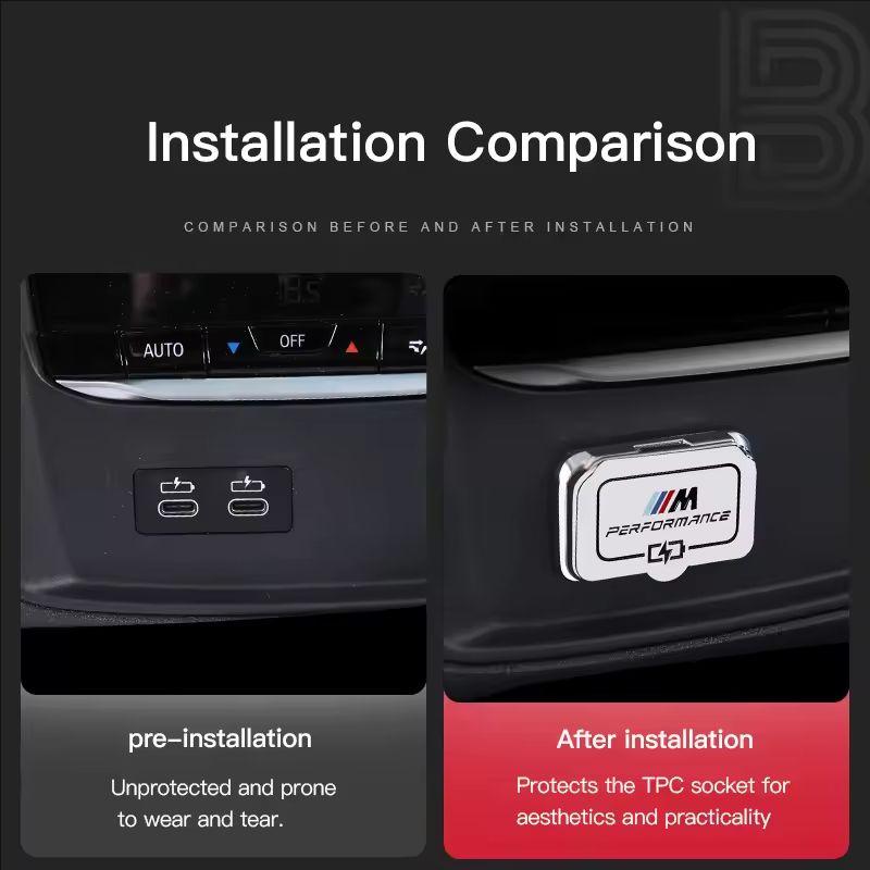 For BMW F40 Car Rear Seat USB Port Dust Cover Waterproof Lid Auto Accessories F44 G20 G30 G32 F48 F39 G01 G02 G07 X3 X4 /Sticker Cysh69