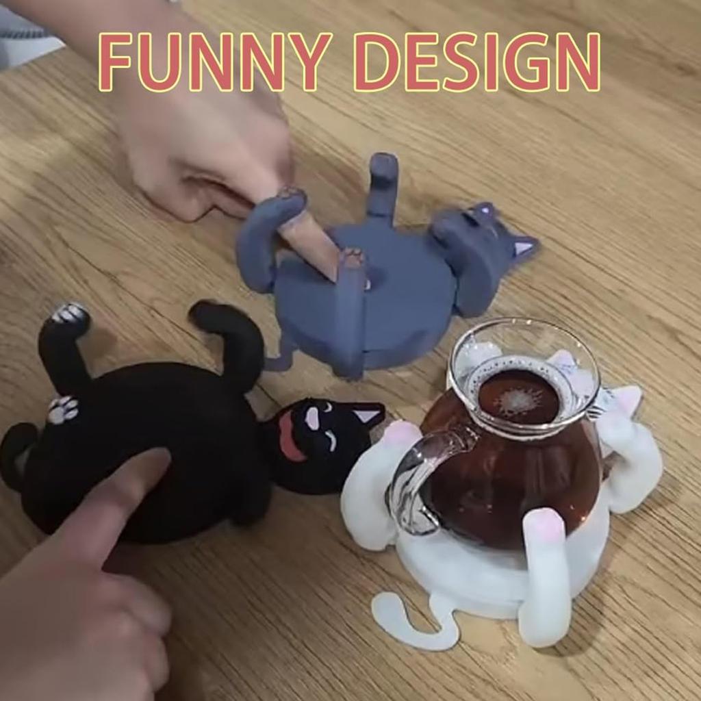 Cute Cat , 3D Print Cat Mug Holder, Non-Slip Funny Creative In The Shape Of Cats Drink With Holder, Gifts For Pet Lovers And Birthday Party