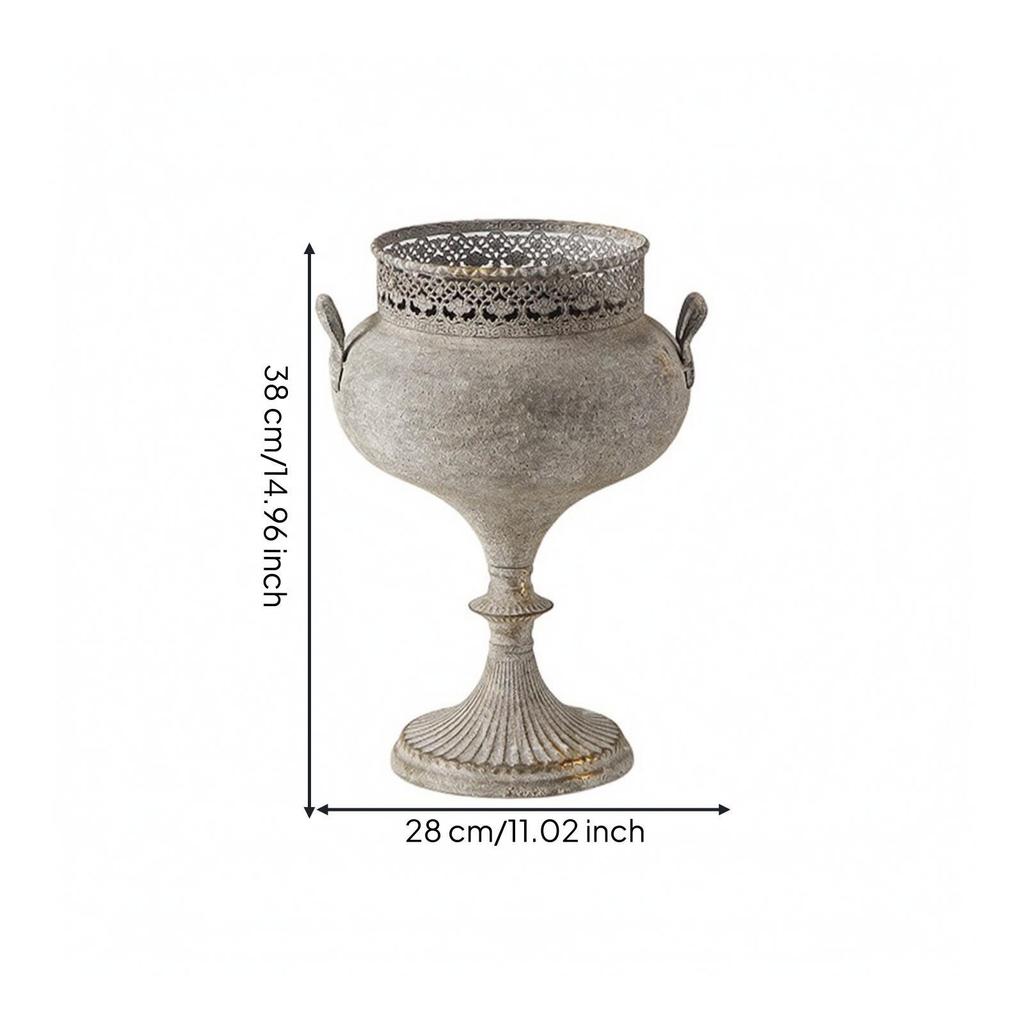 Iron Ornamental Planter Metal Oval with Openwork Rim Ornate for Balcony