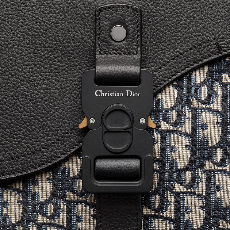Dior Embossed Logo Aluminum Buckle Flap Closure Oblique Print Color Block Grain Leather Clutch Men clutch Beige Black 2ADCA436YKS-H27E