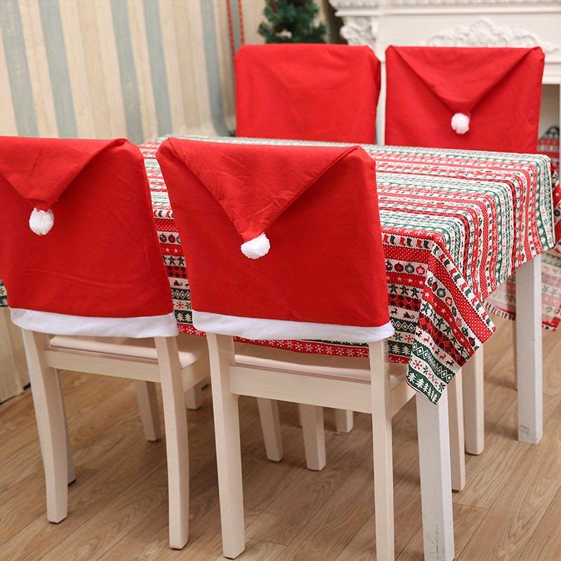 2/4/6ks vánoční dekorace potahy na židle, vánoční čepice na křeslo se sněhovou vločkou Santa Claus Red Hat, sady potahů na kuchyňské jídelní židle