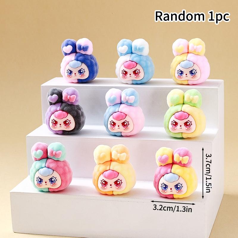 1/2/5/10pcs Trendy Desk Accessorie Mini Cartoon Figures Flocked Doll Ornament Office Accessorie Kawaii Desktop Decor Gifts