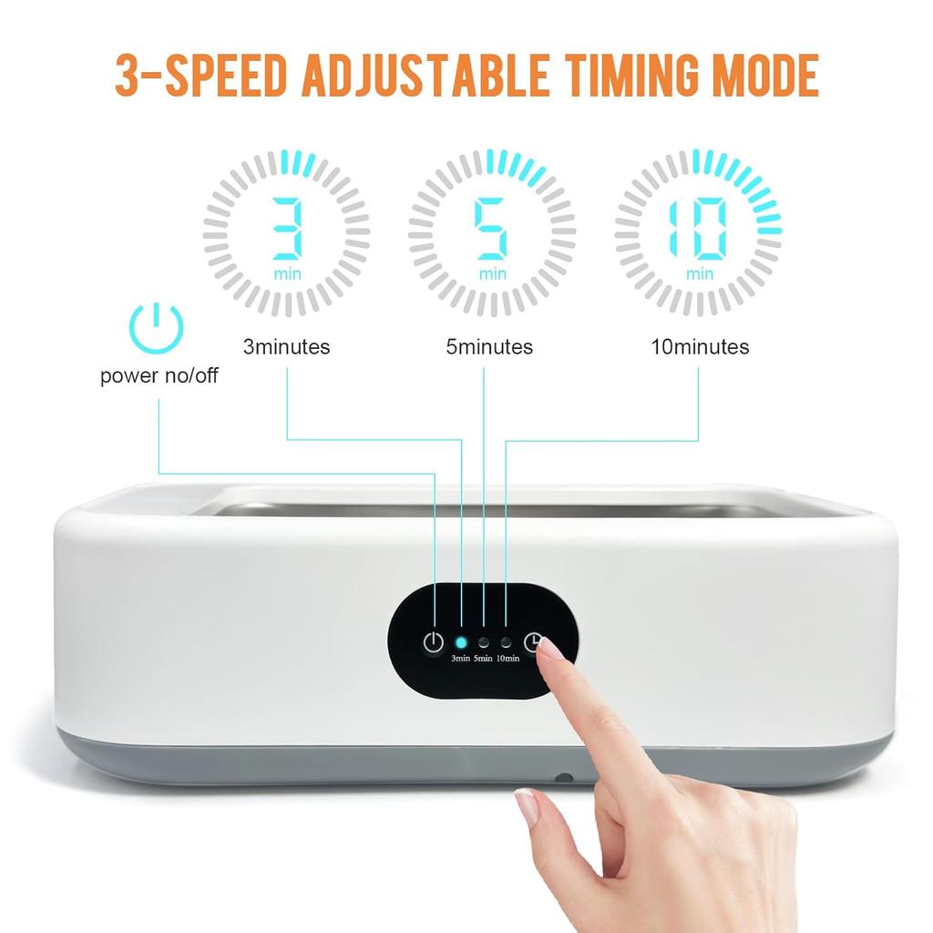MTWML Ultrasonic Glasses Cleaning Machine,49Khz 22Oz Jewelry Clean Machine with 3 Modes Timer for Ring Earring Dentures Necklaces Watch Strap Keycap