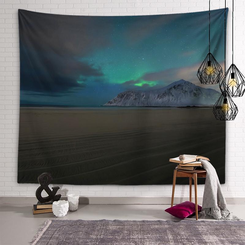 Snow Mountain Aurora Tapestry Galaxy Star Wall Art Decoration Dormitory Room Aesthetics Living Room Bedroom Home Decoration