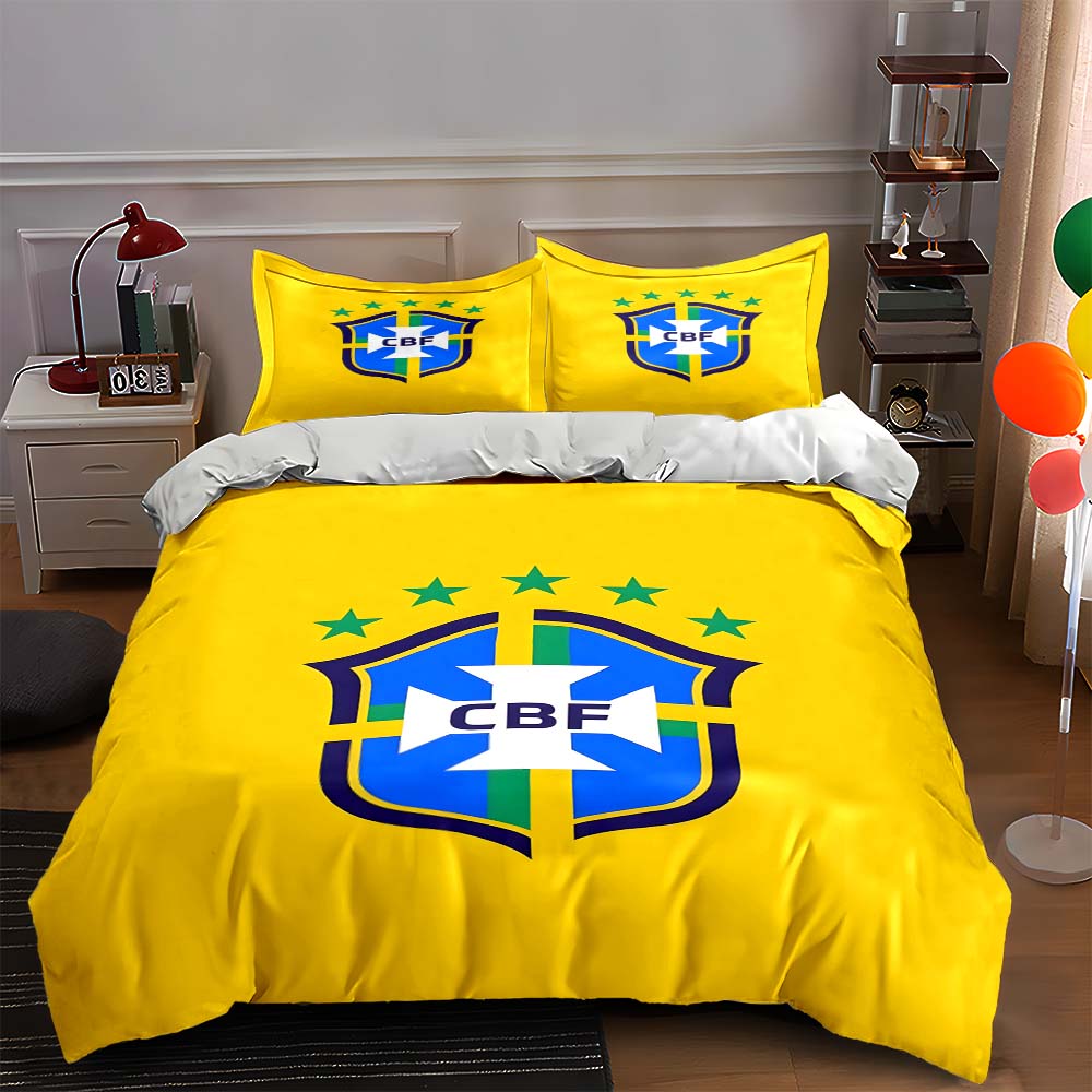 

Brazil football emblem. Bedding Duvet cover sets Duvet covers Pillowcases gifts (1 * Duvet Cover 2 * Pillowcases, without duvet insert) 135x200cm