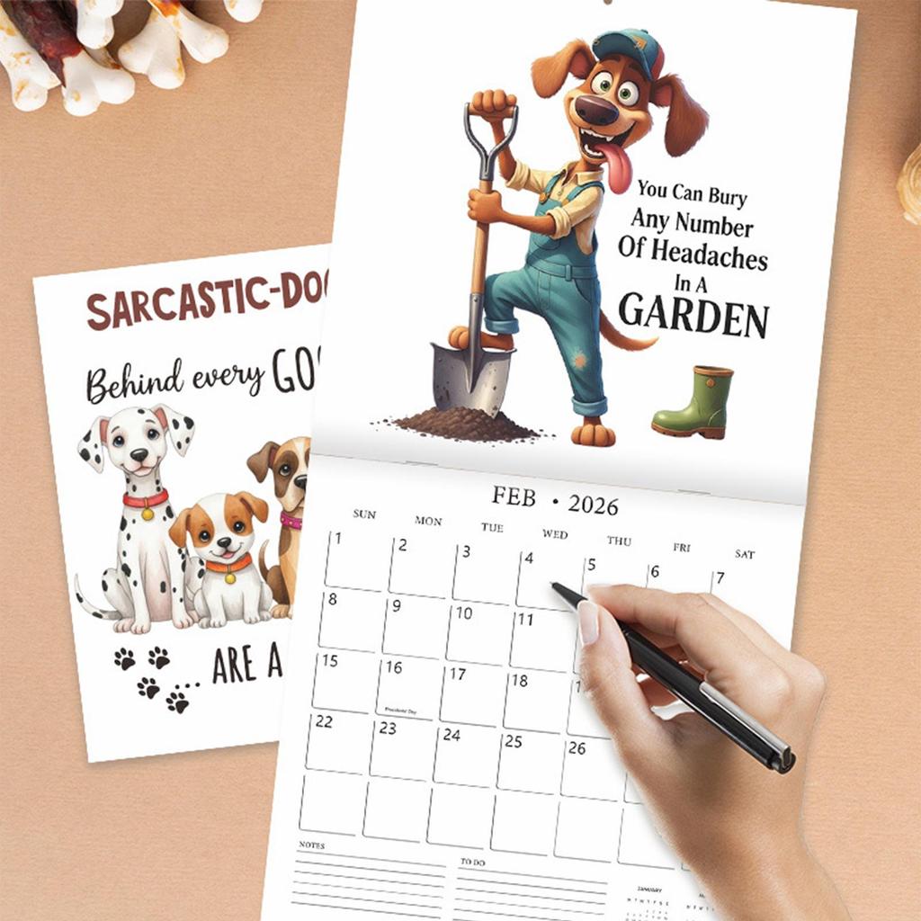 2026 Dog-Sucking Wall Calendar Yearly Monthly Schedule Planning Calendar for Home Offices Academic Work Wall Hanging