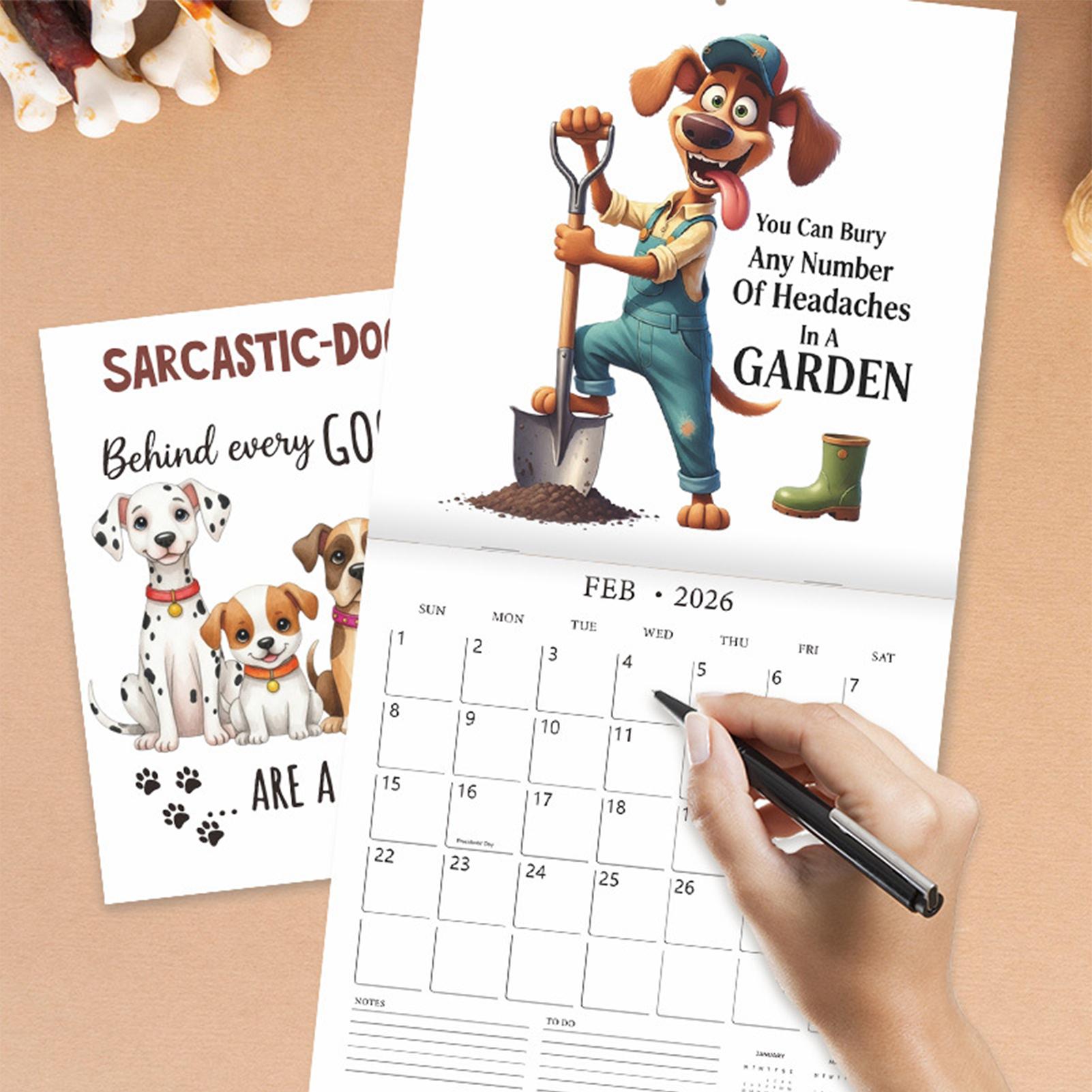 2026 Dog-Sucking Wall Calendar Yearly Monthly Schedule Planning Calendar for Home Offices Academic Work Wall Hanging CHINA