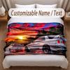 Sunset Landscape Theme Soft Blanket Personalized Custom Name Text Print Warm Blanket Home Sofa Bedroom Decor