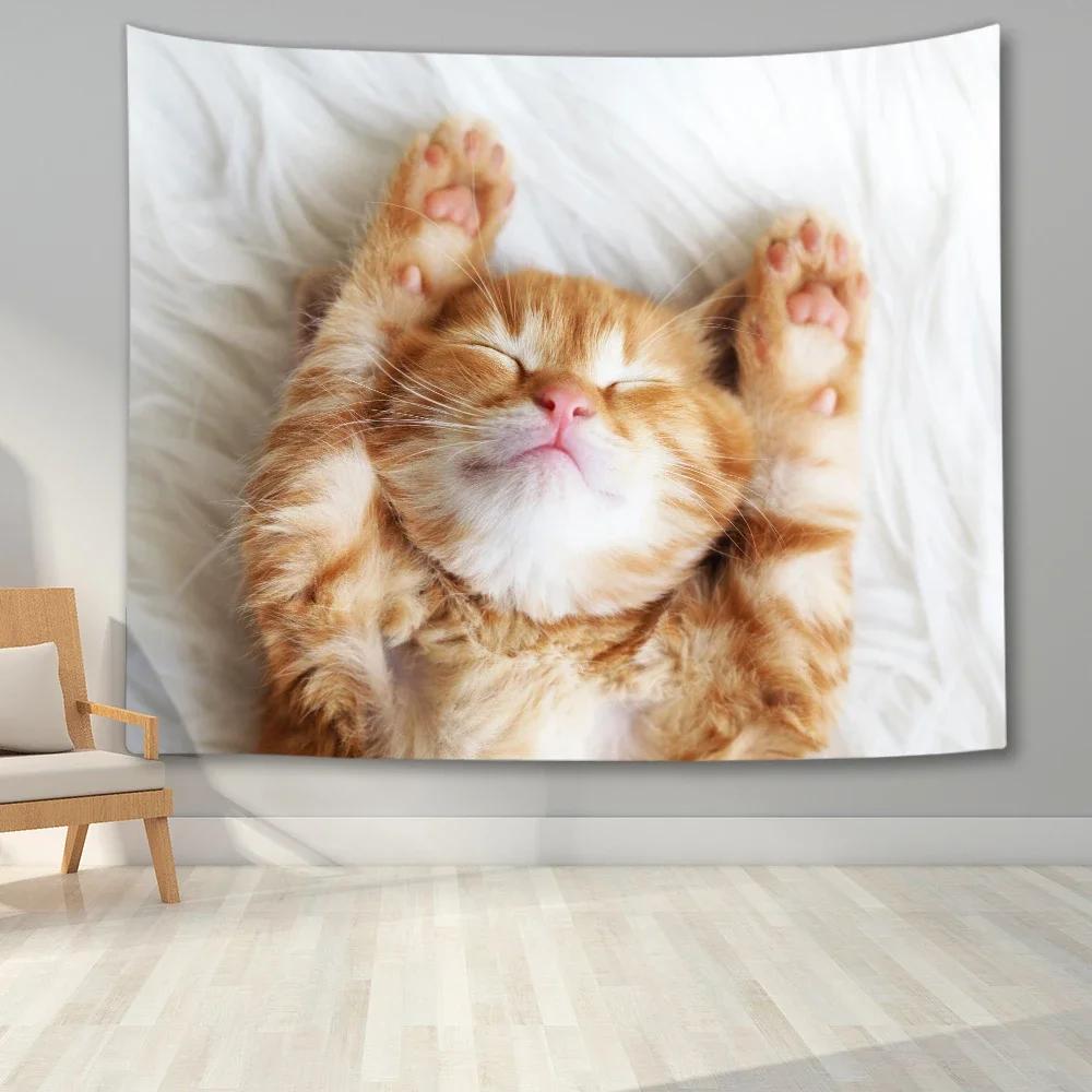 Cute Animal Tapestry Wall Hanging   Art  Printed Dog Cat Hamster Deer Pattern Living Room Home Decor
