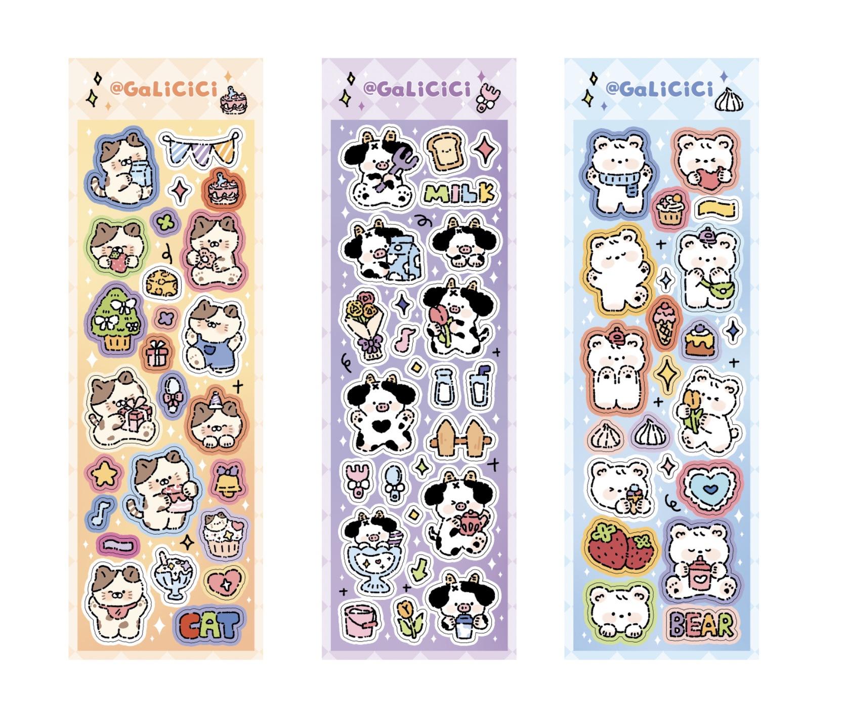 Крючок леска ветер мультфильм милый корова лазерная наклейка липкая карта — фото 3