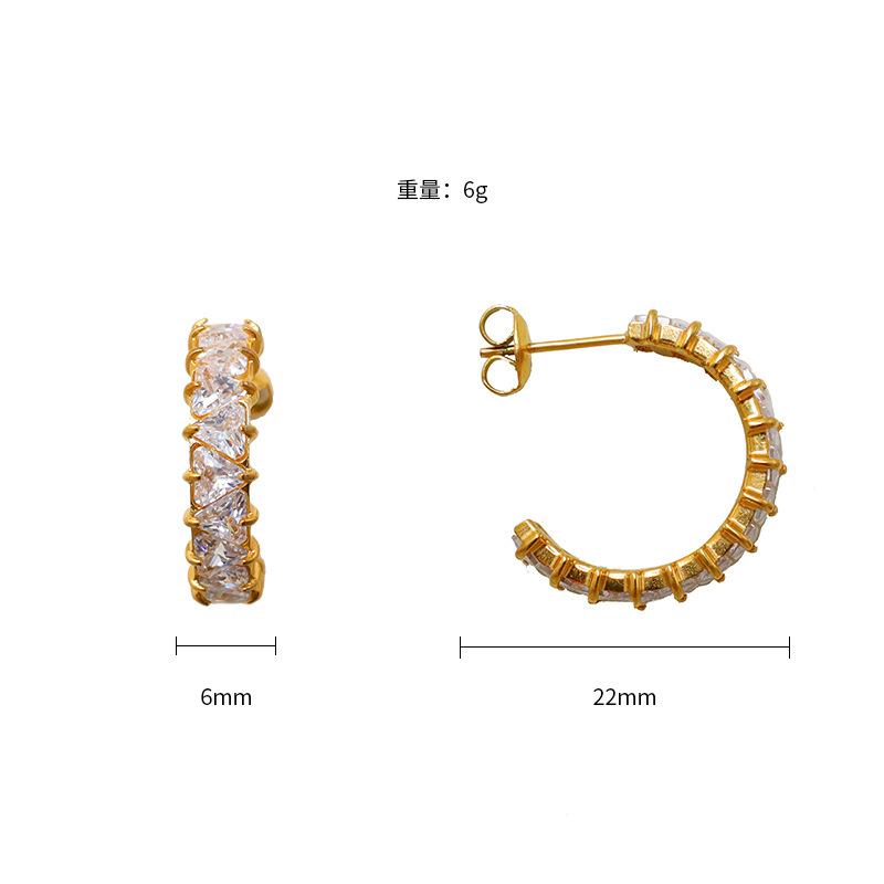 Earrings Spice Girl Personality Fashion Light Luxury 316 Material Design Temperament Advanced Sense Plated Real Gold Earrings