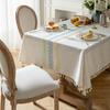 Linen Cotton Blend Rectangular Tablecloth Modern Simple Fringed Tea Table Cover Fresh Style
