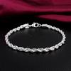 Charms 925 Silver Bracelets for Women Men Simple 4MM Twisted Rope Chain Bracelets Party Wedding Jewelry Holiday Gifts