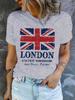 Fashionable City London British Flag T-shirt Graphic Print Short Sleeve Round Neck Summer and Spring Casual Tops Clothing