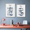 Nordic Animal Canvas Poster Nursery Wall Art Blue Whale Shark Print Painting Nautical Modern Picture for Living Room Home Decor