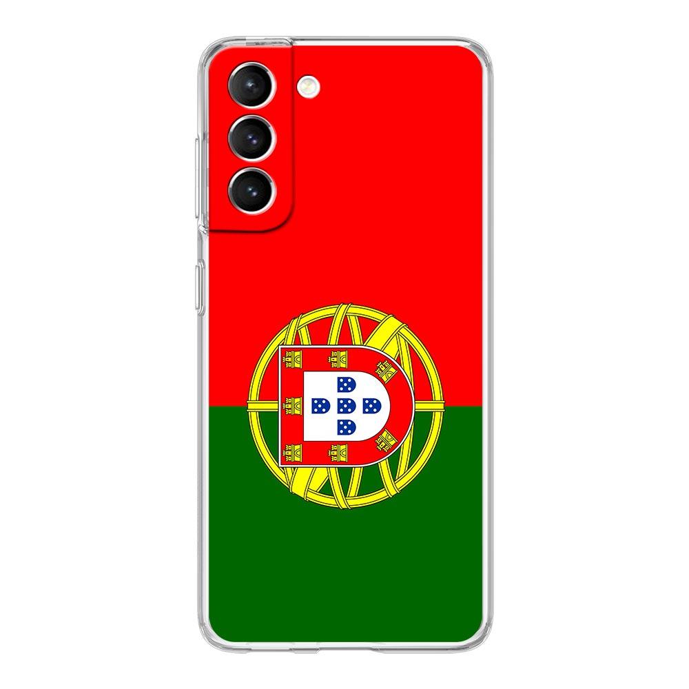 Portugal Flag Soccer 7 Phone Case For Samsung Galaxy S22 5G S20 Ultra S21 FE 5G S10E S9 S8 S10 Plus Note 20 10 Soft Clear Cover