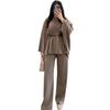 Abbigliamento donna europeo e americano transfrontaliero Amazon sexy scollo rotondo cintura casual manica lunga semplice pantaloni a gamba larga set